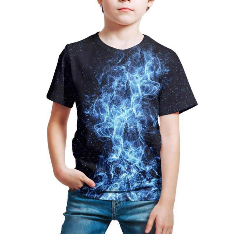 Summer Starry Sky Printed Boys Girls Short Sleeved T-shirt Set Slim Fit Bottom T-shirt