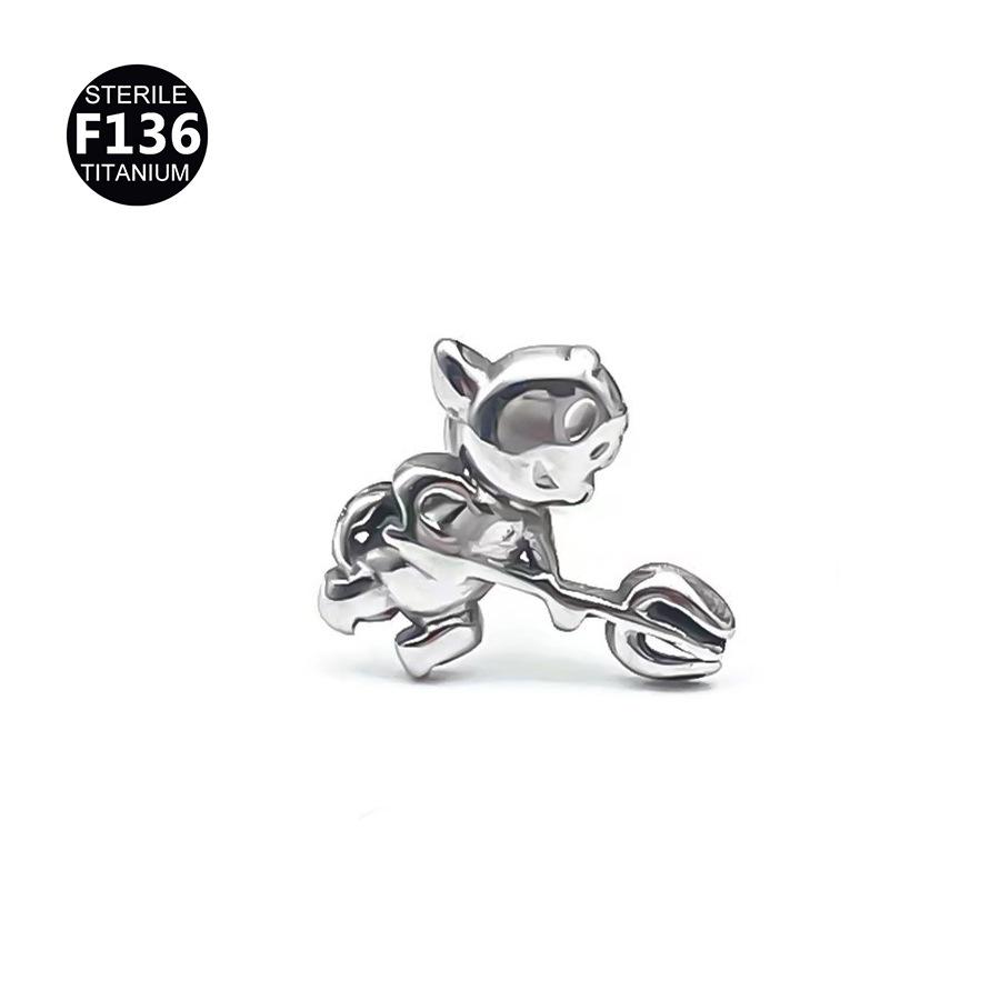 Titanium Fox Pigeon Heart Ear and Lip Cartilage Stud Jewelry