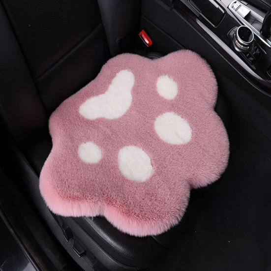 Plush Cat Paw Rug Fluffy Cute Kitten Paw Shape Floor Mat Cozy Furry Anti-Slip Bedroom Rug for Living Room Nursery Playroom Decor