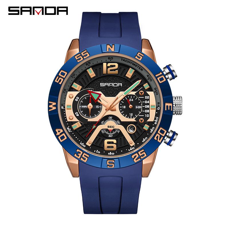 Sanda Fashion Trend Quartz Watch: Men s Business Casual, Three Eyes, Six Hands Design