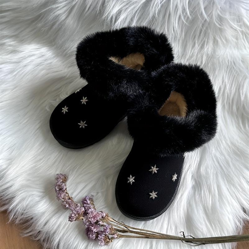 

Childrens Simple Snow Print Autumn Winter Warm Boots Girls Thickened Fashion Versatile Flat Anti Slip Snow Boots Cute Princess Flats 21 чёрный