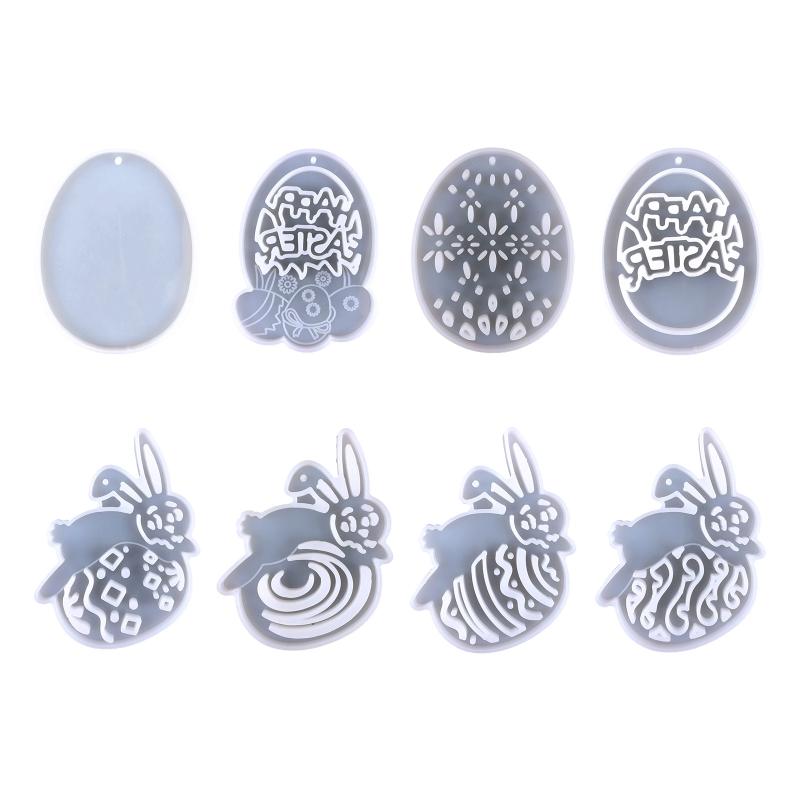 Diy Easter Egg Bunny for Key Pendant Decorative Silicone Mold Easter Day Series Charms Resin Casting Mold for Home Decor