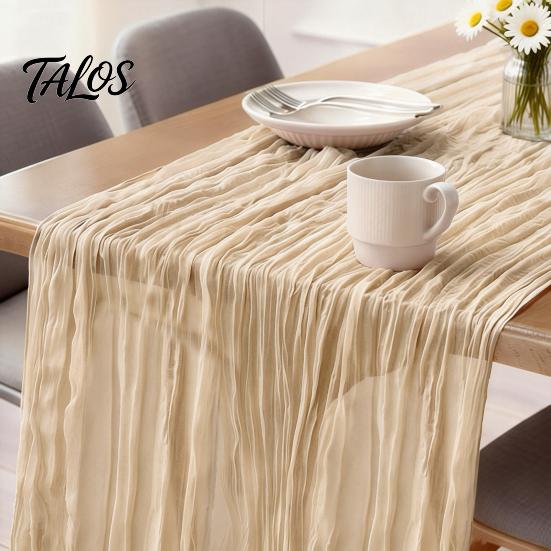 Eleganter Tischläufer für Geburtstage Mullläufer, Rustikal Boho 35 x 118 Zoll Besondere Anlässe Einfarbige Knitteroptik Hochzeitsparty Braut