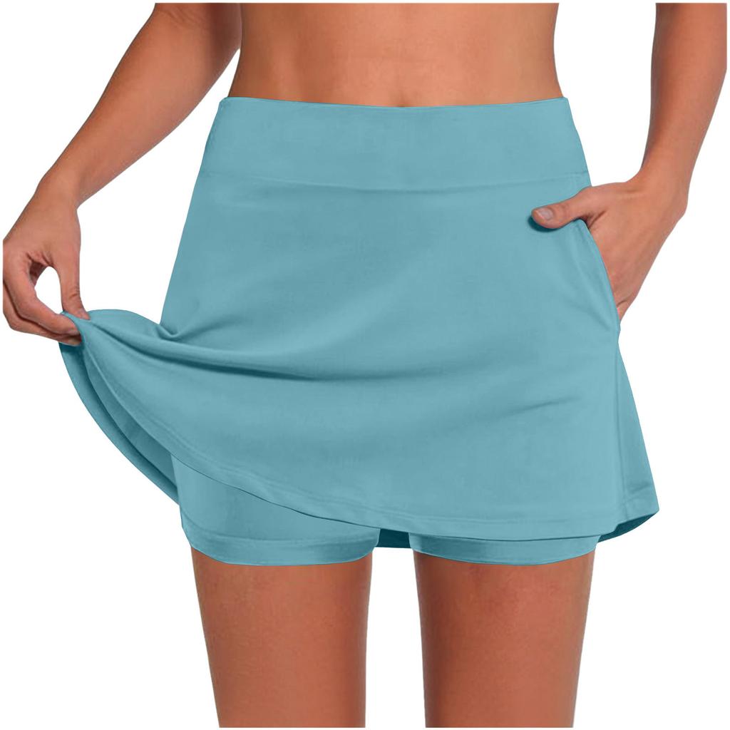 Women's -Color Mid- Pocket Skirt-Pants: Casual Activewear Base Layer