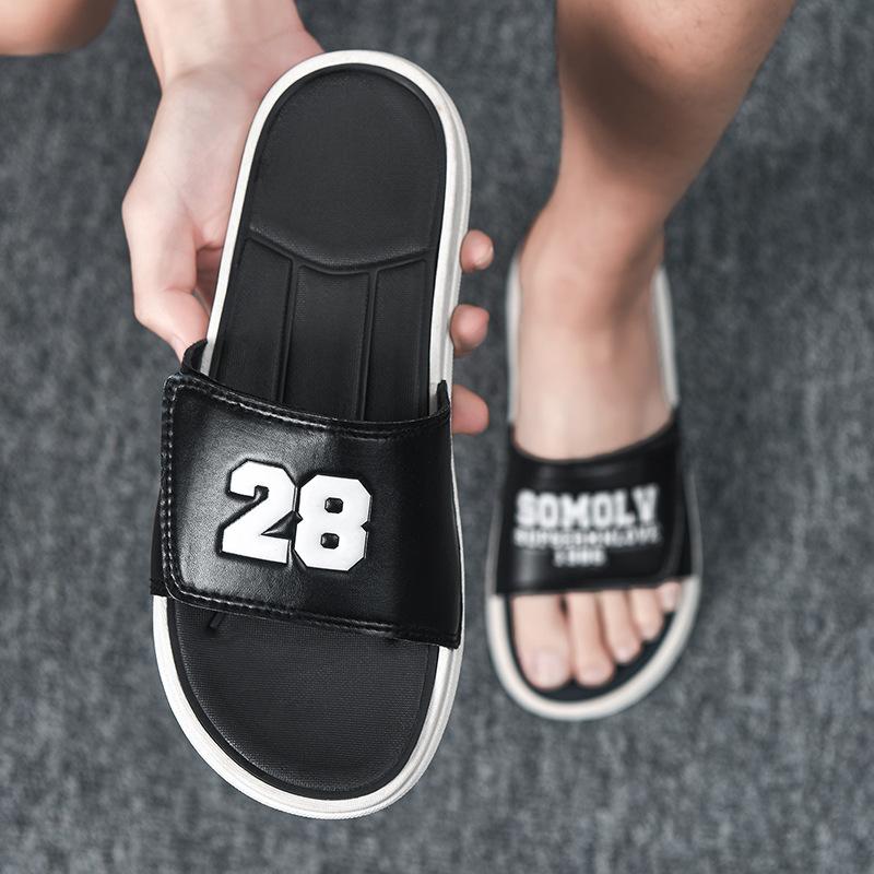 

Couple slippers men s and women s outer wear summer trend home sandals men s sports beach cool shoes one-word large size 46 35 чёрный
