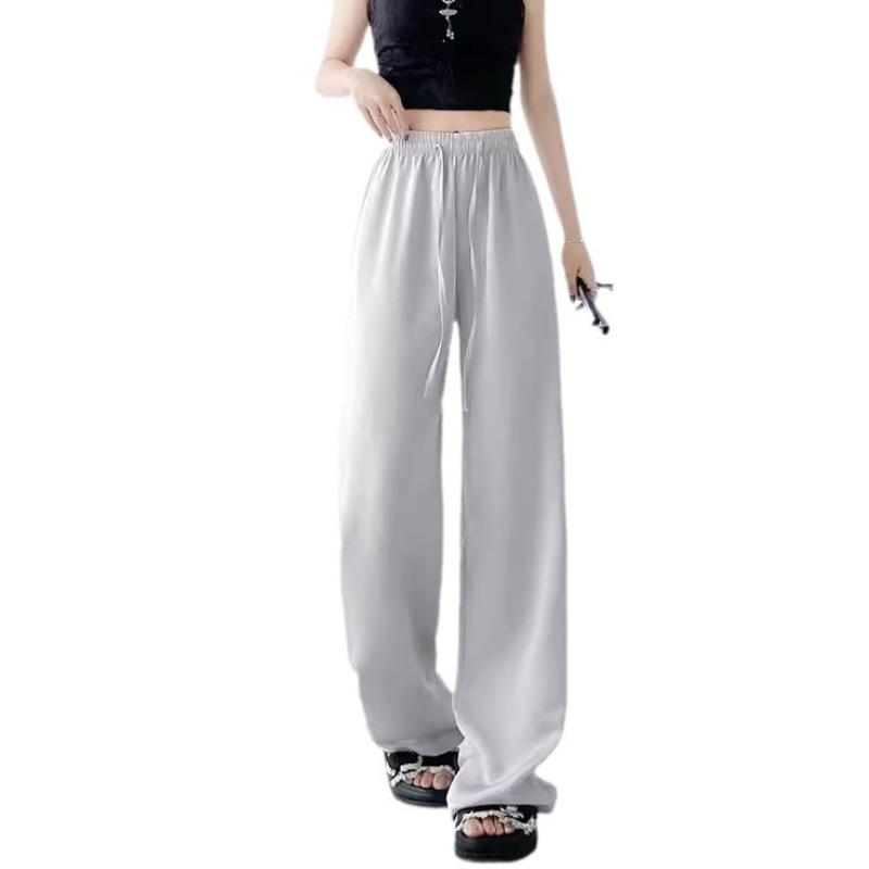 Hand Grab Flower Ice Silk Wide Leg Pants Women's Spring and Summer Thin New Casual Loose Straight Texture Yamamoto Long Pants