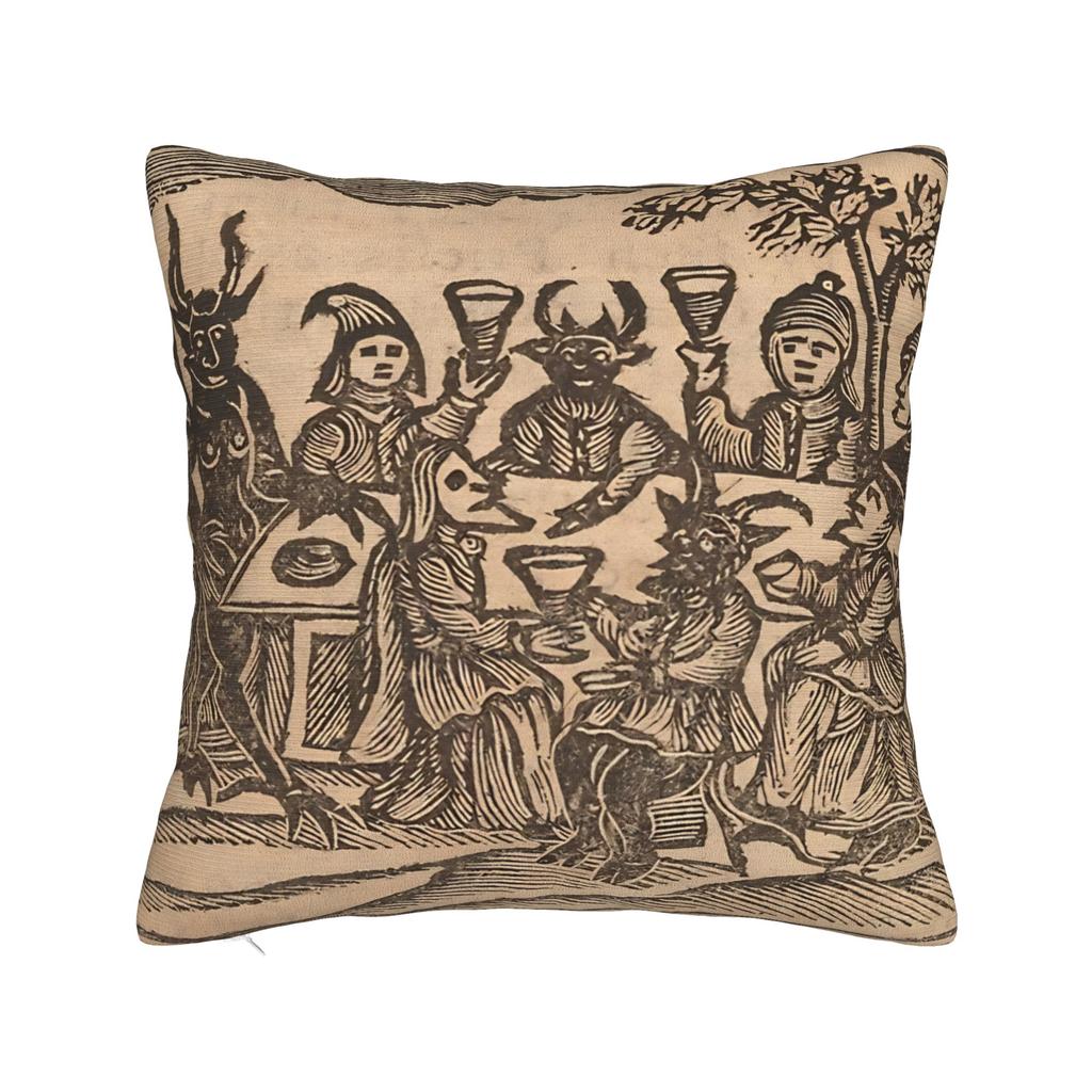 Th Century European Woodcut Prints Pillowcase Printing Polyester Cushion Cover Witches Dance Pillow Case Cover Drop Shipping