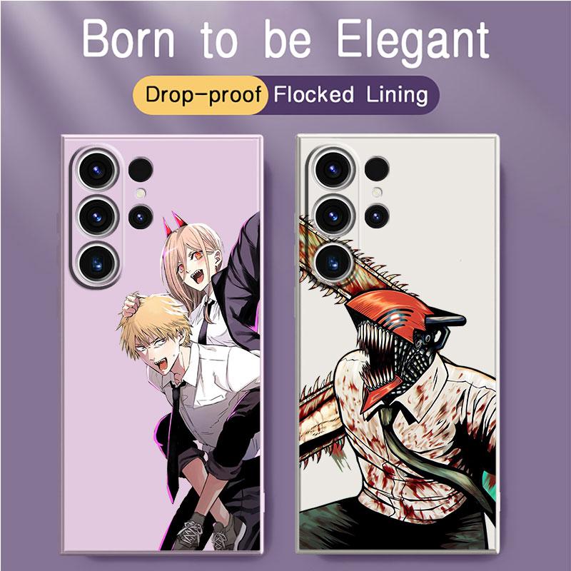 Kettensäge Mann Anime Mode Fall für Samsung Galaxy S10e S8 S9 Plus S10 S22 S23 Ultra S20 Fe S21 5g Weiche Quadratische Flüssigkeit Abdeckung