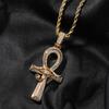 Glänzende Iced Out Antiker Ägyptischer Gott Auge des Horus Kreuz Anhänger Halskette für Männer und Frauen Hip Hop Trendiges Amulett Schmuck Geschenk