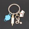 Doctor Keychain Medical Tool Key Ring Injection Syringe Stethoscope Nurse Cap Key Chain Medico Gift DIY Jewelry Handmade