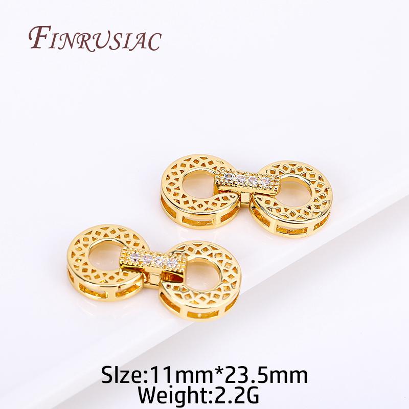 18K Gold Plated Inlaid Zircon Luxury Fastener Connector Clasps,End Beads Fastener Lock Accessories,DIY Jewellery Making Supplies