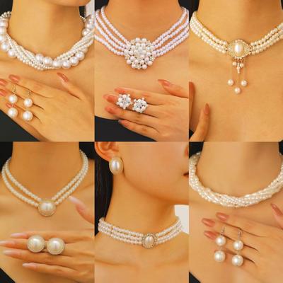 Ensemble de colliers rétro français en perles pour la clavicule – Luxueux, tendance et polyvalent pour femmes