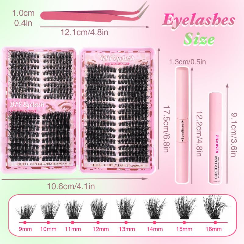 Kit de Herramientas de Maquillaje con Pegamento y Pinzas para Mezclar Pestañas Postizas tipo Racimo Extensión de Pestañas Diy para Pestañas Set de Pestañas Impermeables Gruesas