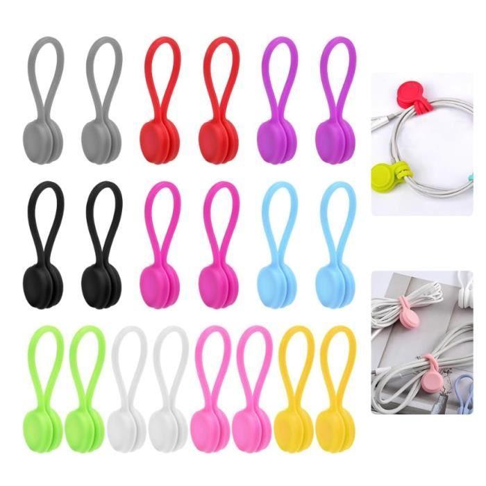 Attaches de câble magnétiques - Silicone - 20 pcs - Noir - Réutilisables - 11 cm