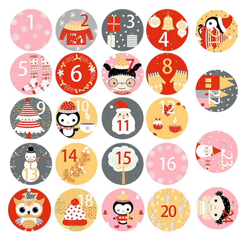 Christmas Advent Calendar Number Sticker Merry Christmas Stickers Cookie Candy Seal Stickers Christmas New Year Decoration black gold