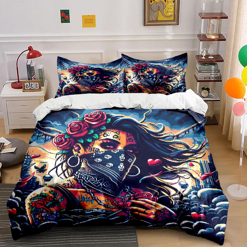 Urban Art Style Decor Set Bedding Set With 1 Duvet Cover 2 Pillowcases Single Double King Queen, Gift