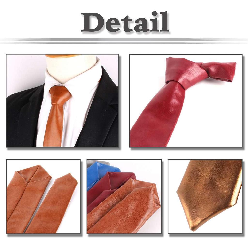 [White Fang] Lederkrawatte, Unifarben, Business, Elegant, Schlicht, Lässig, Herren NC099 (blau)