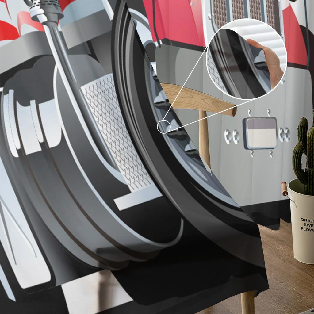 Cartoon Truck White Sheer Curtains Living Room Window Tulle Curtains For Bedroom Kitchen Home Decoration Voile Drapes