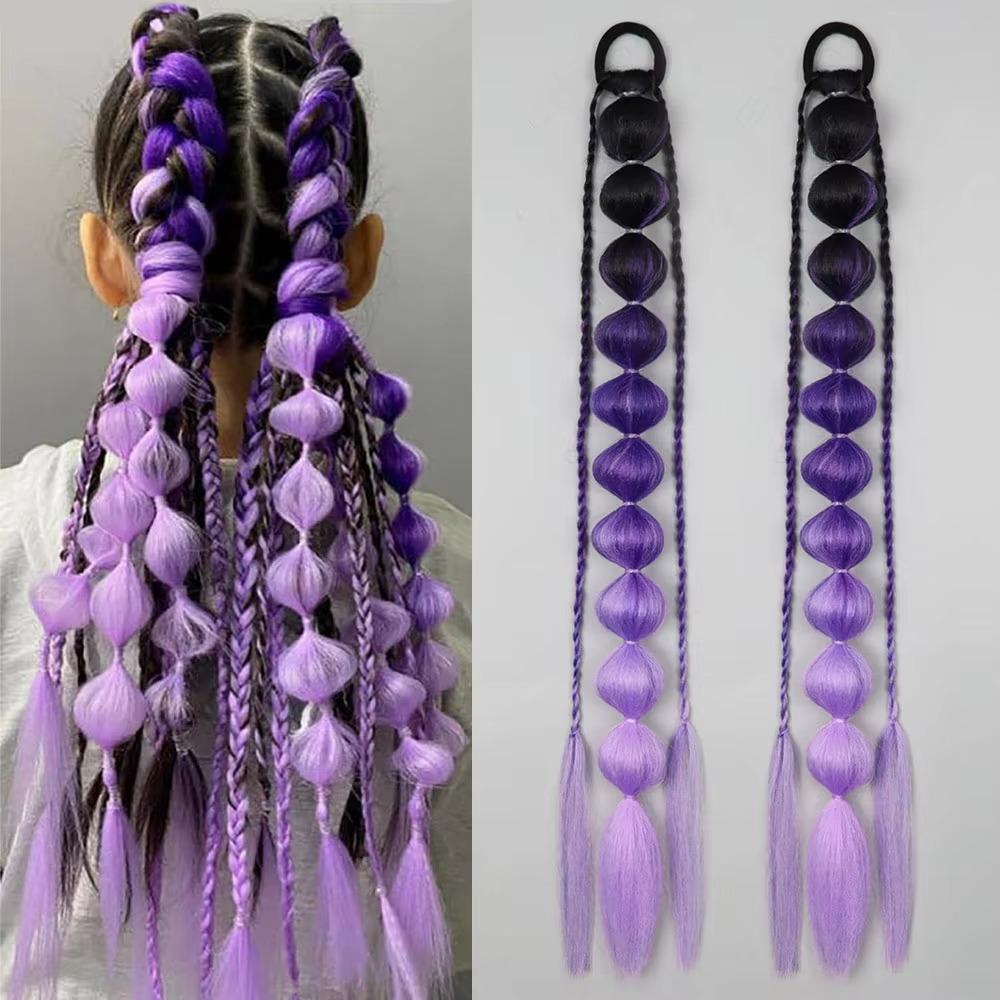 2Pcs Lantern Braid Bubble Jumbo Braid Colorful Braided Ponytails Long Twist Braid Bulk  Daily