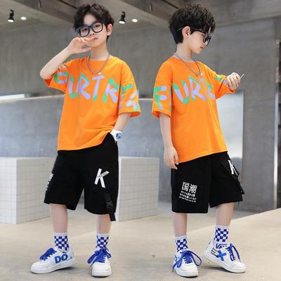 "2025 Boys' Trendy Streetwear: Summer Short-Sleeve Two-Piece Suit"