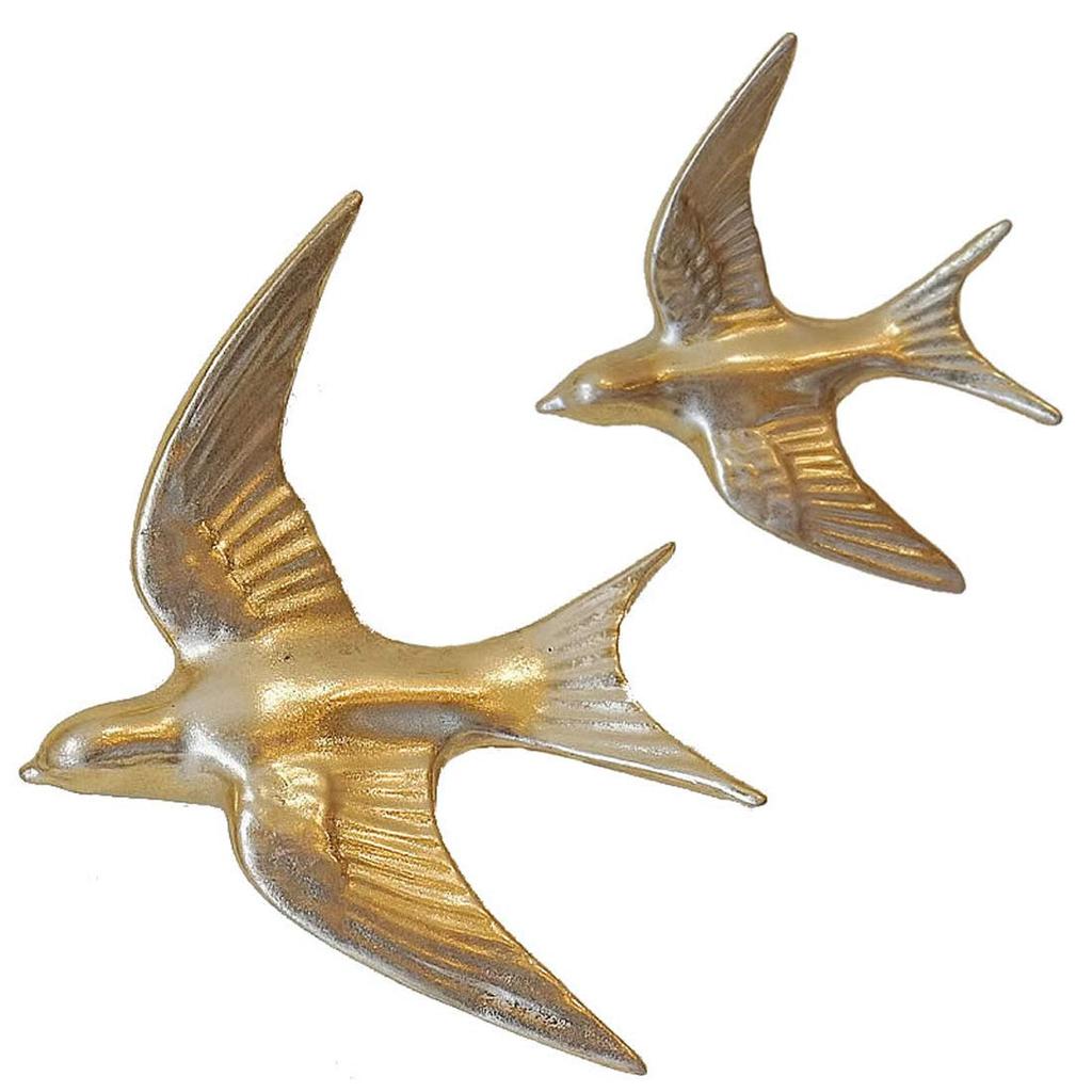 Wall Decor Birds, Small & Large Sizes, Set of 2 (Gold)
