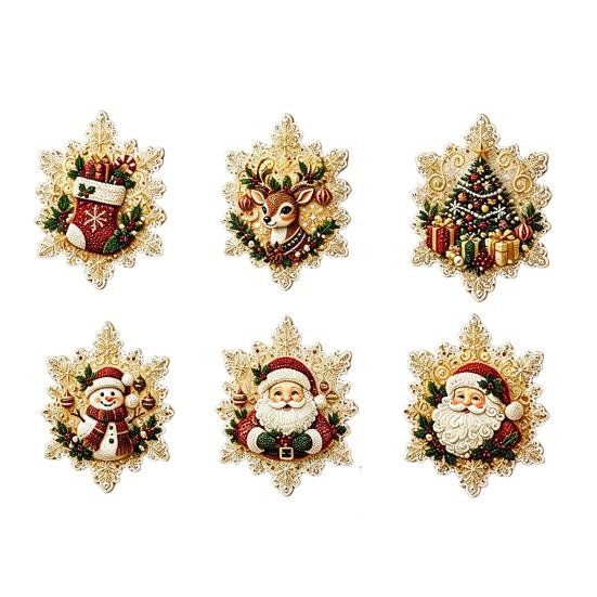 DIY Kunst-Sets mit Kunstperlen 6 Stück/Set Kühlschrankmagnet-Set, Weihnachts-Schneemann-Baum-Weihnachtsmann Feiertags-Heimdekorationen Magnete, Mosaik-Kühlschrank-Dekoration für