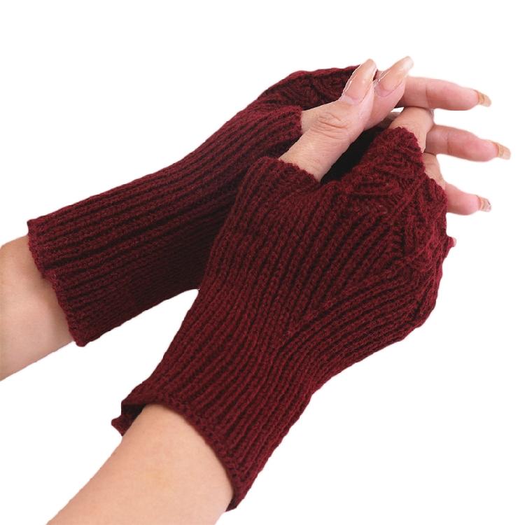 Winter Hand Gloves Soft Warm Gloves Stretchy Fingerless Mittens With Thumb Hole