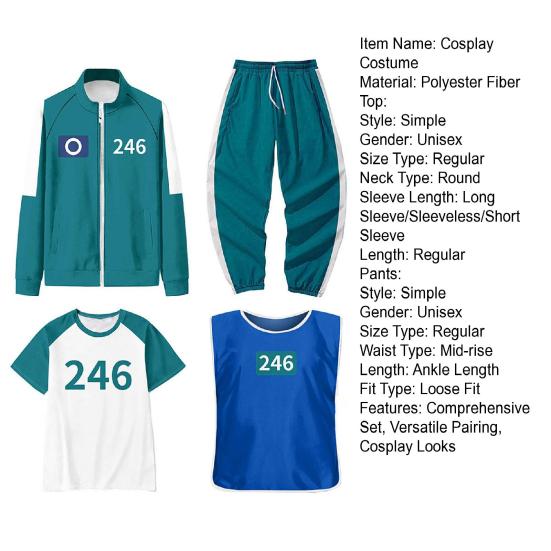 4 Pcs/Set Korean Game Cosplay Costume Squid Series Tracksuit Sweatshirt Jacket Pants