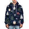 Men's Christmas Print Flannel Hoodie Hooded Casual Pullover Sweatshirt for Fall Winter