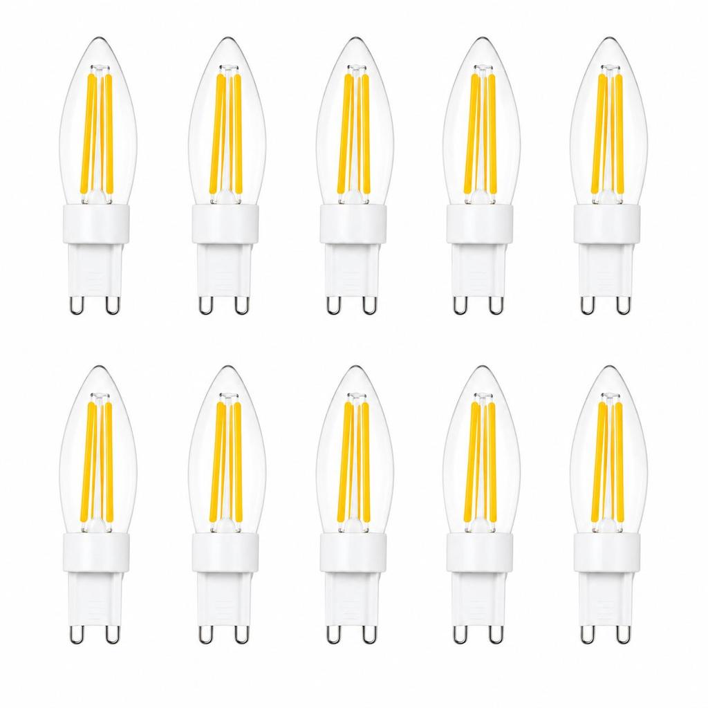 10 Bombillas LED G9 2W 3W Vidrio Filamento Lámpara AC220V Blanco Cálido Ahorro de Energía Reemplazo Halógeno para Candelabro