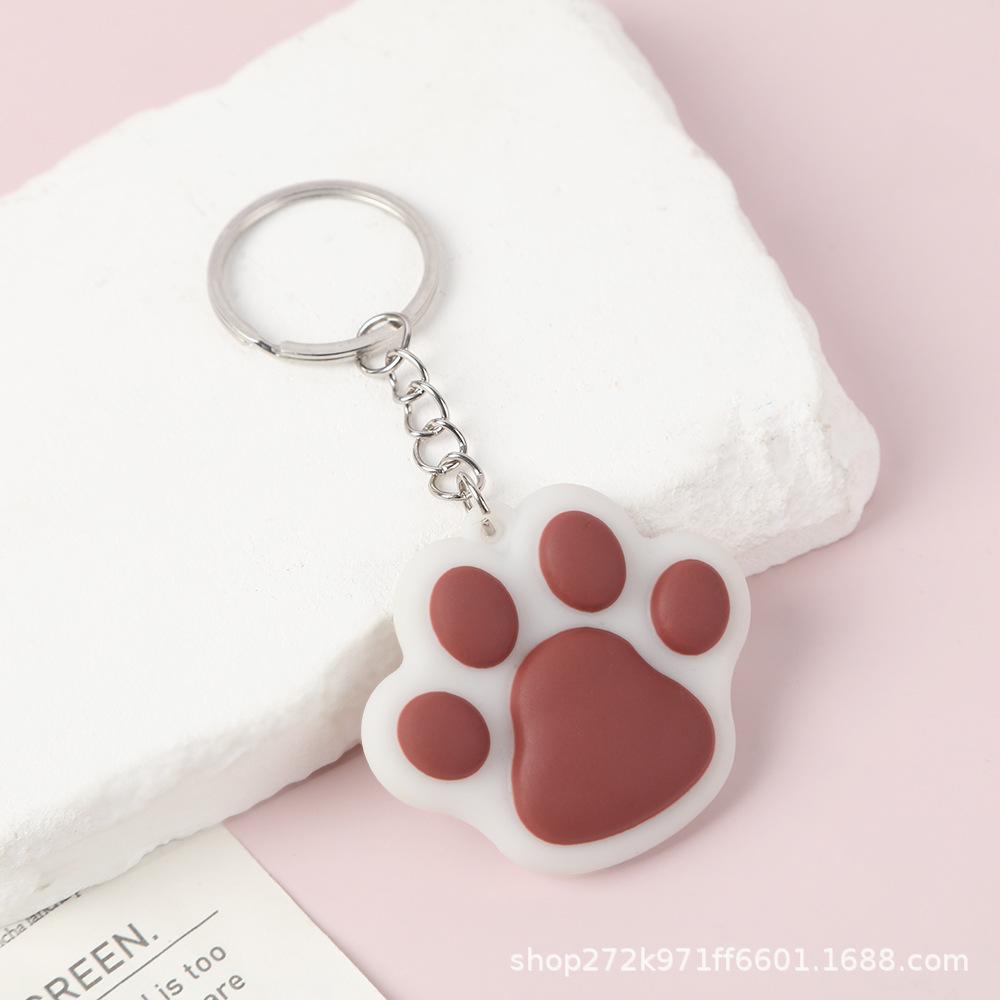 Creative Cartoon Cat Paw Keychain Soft Silicone Material Durable Key Ring Pendant for Car Bag Decoration Accessory