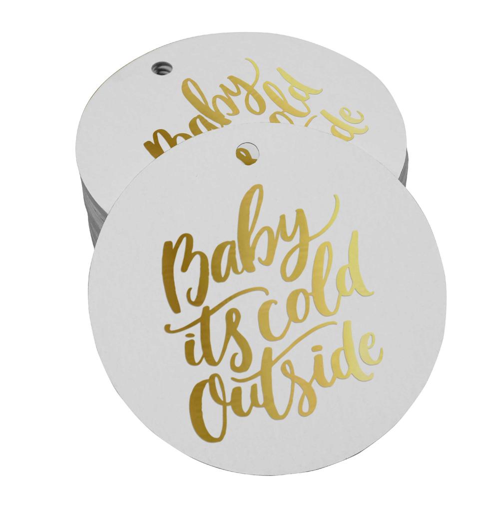 Inkdotpot Real Gold Foil Baby It's Cold Outside Baby Shower Tags Favor Hang Paper Tags 100