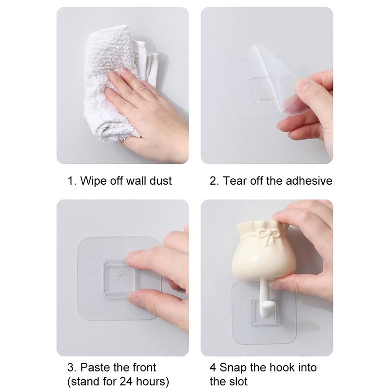 Cute Wall Coat Hook Lucky Bag Cat Shape Punch Free Self Adhesive Decorative Coat Hook for Hanging