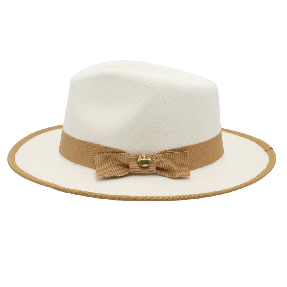 New Bow Top Hat Peach Heart Top Jazz Hat Men'S And Women'S Hemming Felt Hat Imitation Wool Woolen Hat Retro