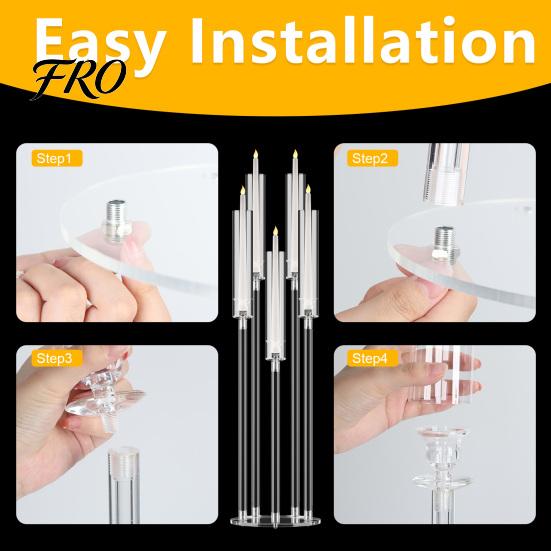 Festliche Atmosphäre Kerzenhalter 4/8 Stück Acryl-Kandelaber-Set mit 5 Armen, Klarer Hochzeitsfeier-Mittelpunkt für 0,87" Dekorative Flacker-LED-Kerzen,