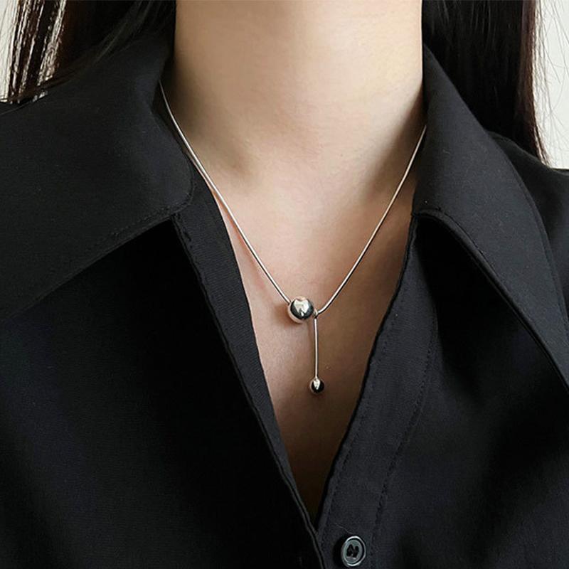 PANJBJ 925 Sterling Silver Line Necklace for Women Girl Fashion Concise Individuality Jewelry Birthday Gift Dropshipping