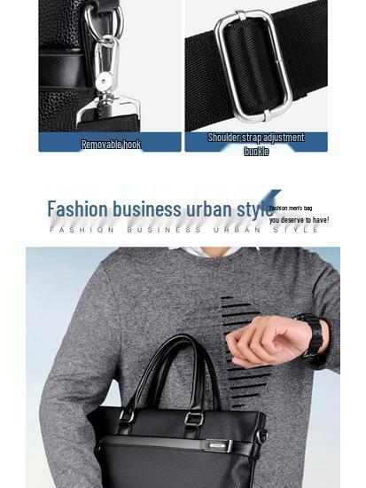 Men's Large Capacity Soft Leather Business Briefcase - A4 Shoulder and Crossbody Computer Bag