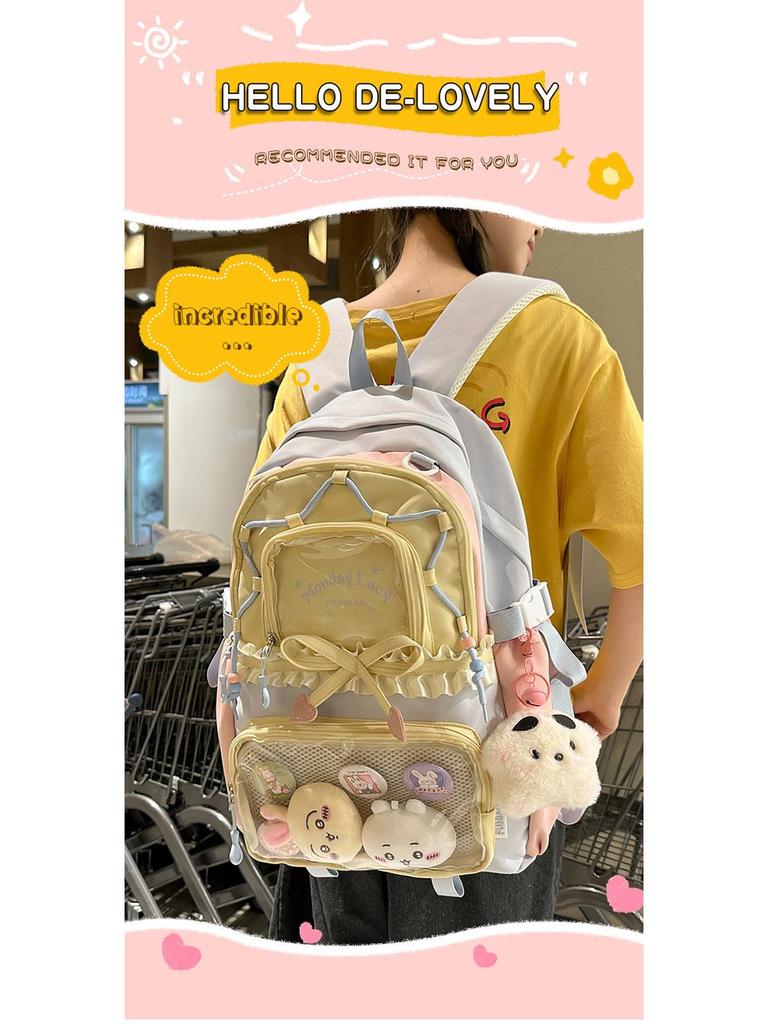 Wasserabweisender, verschleißfester Nylon-Rucksack im koreanischen Stil für High-School-Mädchen