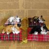 Simulation Cat Model with Cushion Base Faux Fur 3D Look Cute Animal Craft Ornament Miniature Fake Kitten Statue Figurine Car Ornament Home Decoration