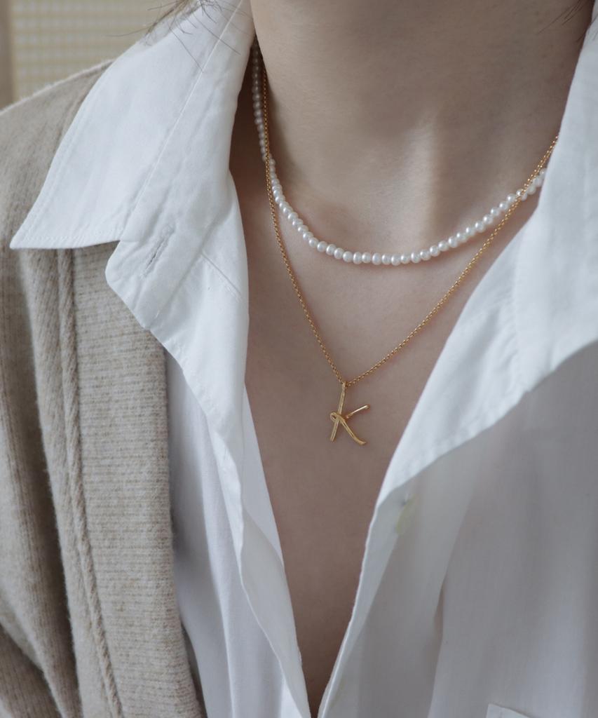 Elyona Initial Pearl Necklace (Pearl) (Type A)