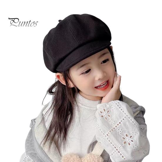 

Детский берет с короткими полями, винтажная однотонная кепка газетчика, теплая осенне-зимняя кепка для девочек, восьмиугольная кепка, повседневный головной убор для активного отдыха чёрный