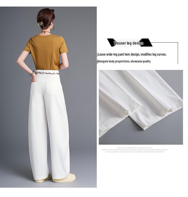 2026 Spring Korean Style High-Waisted Wide-Leg Chic Casual Pants