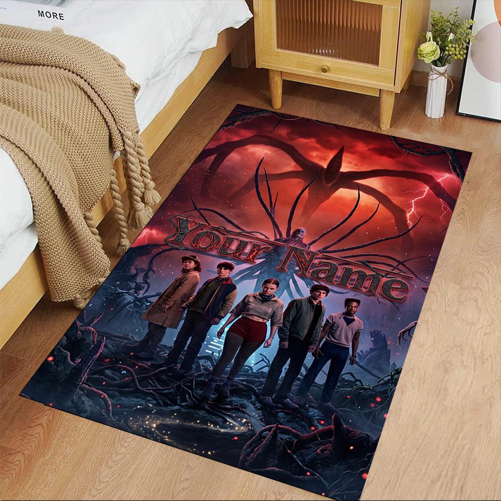 Stranger Things Customize Your Name Area Rug Perfect for Playrooms Decorate room Hallway Balcony Anti-slip Rug Anime Office Decor