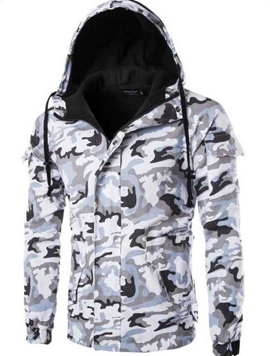 

European Size Camouflage Trend Men s Hooded Plus Size Jacket Coat 5659, S-2XL S
