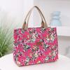 Zipper Floral Print Tote Bag Portable Mommy Bag Portable Canvas Lunch Bag  For Mom