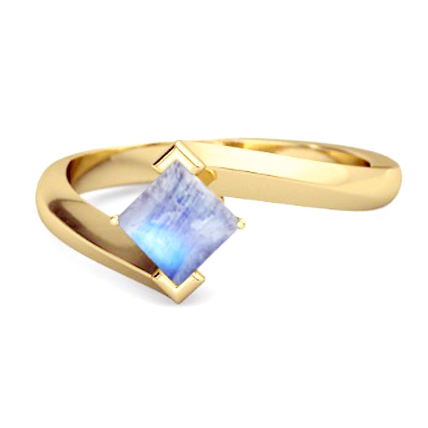 

Moonstone Sleek Tension-Style Ring - 925 Sterling Silver Gold Vermeil 8 золотий/жовтий
