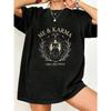 Black Oversized T Shirt With Me And Karma Cat And Moon Print For Casual Wear And Everyday Style