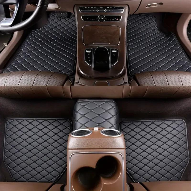 New 5Pcs Set PU Leather Car Floor Mats Waterproof Dust-Proof Auto Foot Pad Set Protector Pads Fashion Car Interior Accessories