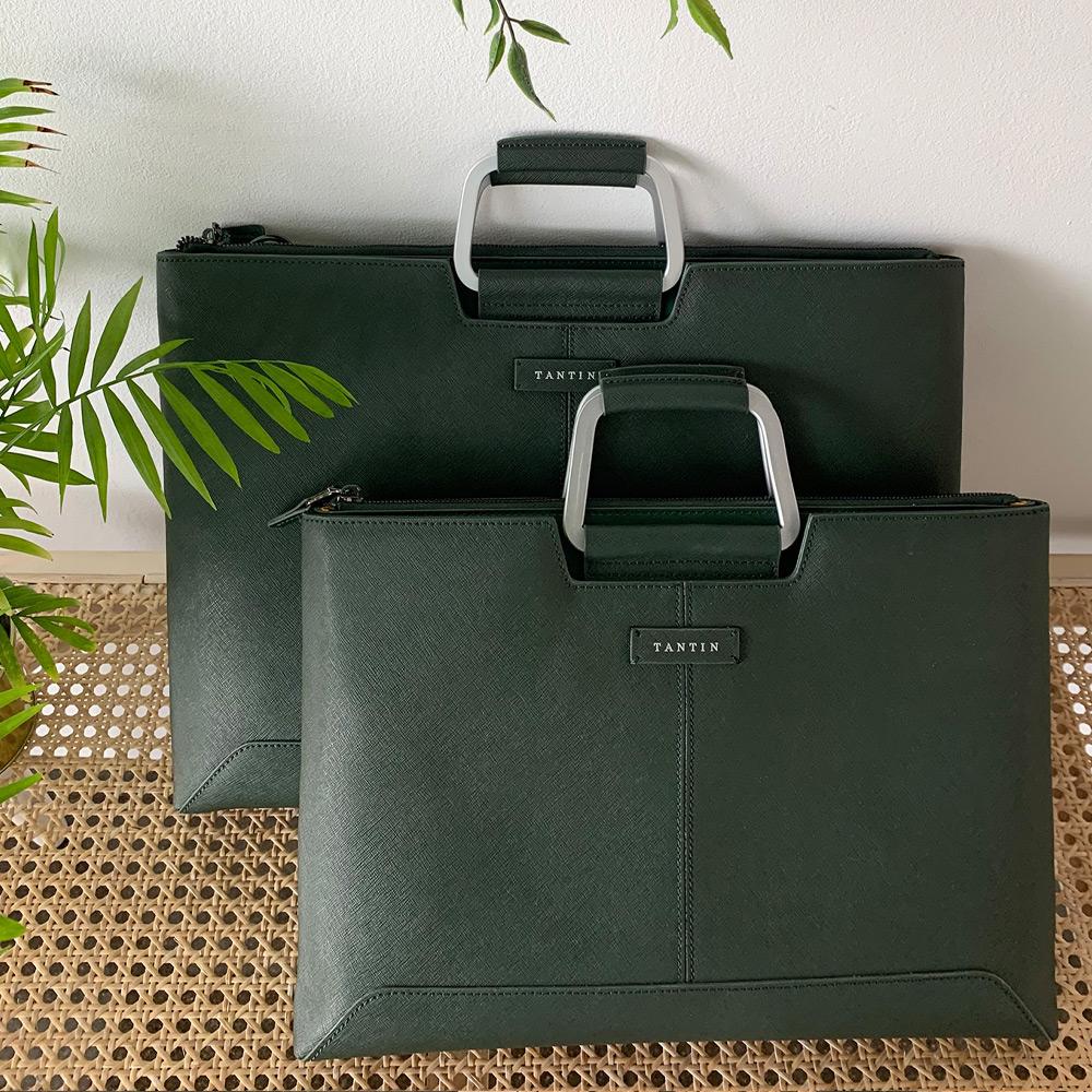 Tantin Taylor Men'S Leather Briefcase T11003 Green / Large