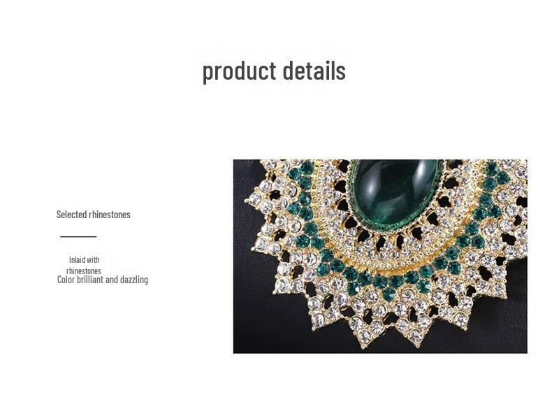 Emerald Oval Rhinestone Brooch - Luxurious Retro Palace Qipao Corsage Accessory